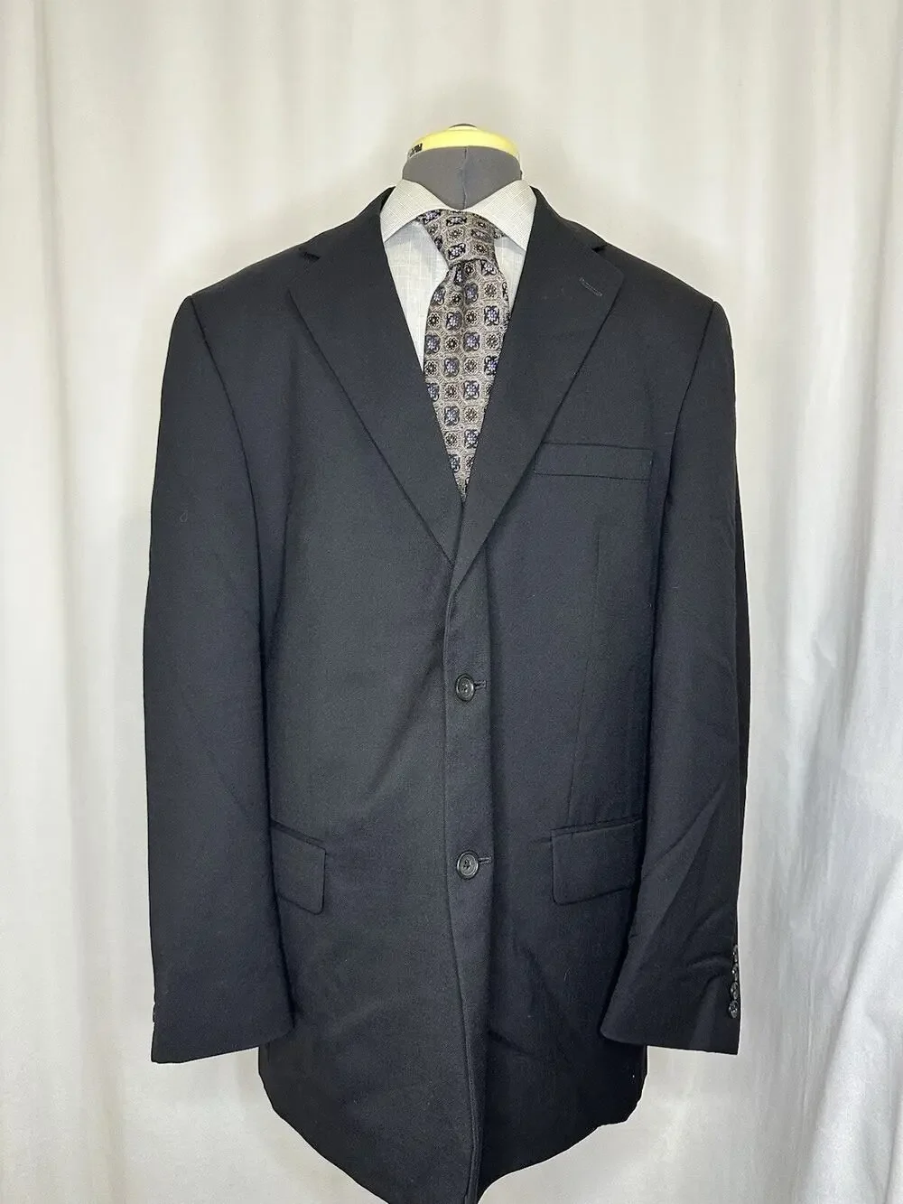 46L Slim Blazer Black Wool 2 Button Mens 3XL 48